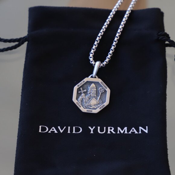 David Yurman Jewelry - David Yurman Sterling Silver Saint Patrick Amulet with 22" Box Chain Necklace
